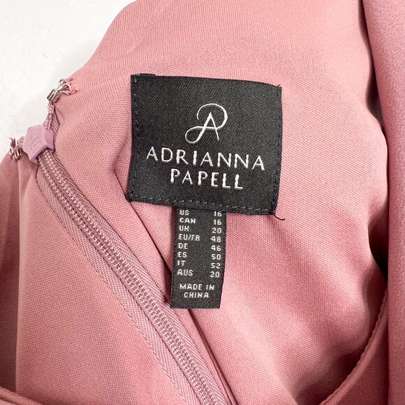 Adrianna Papell Pink Sleeveless Long Cowl Neck Gown Size 16 - Picture 11 of 12